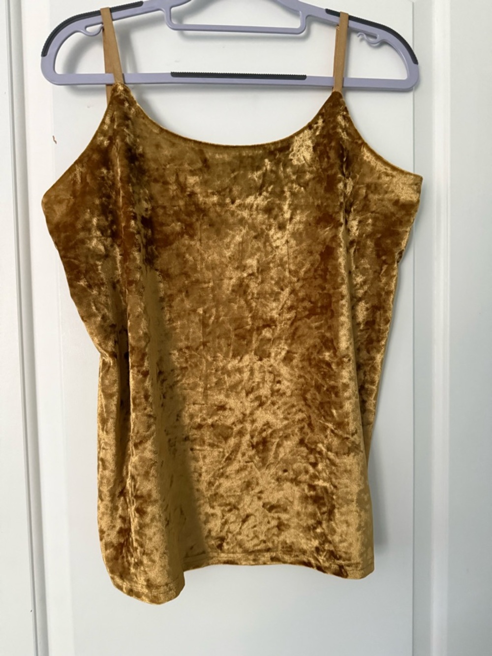 7th Element Gold Velvet Spaghetti Strap Tank Medium